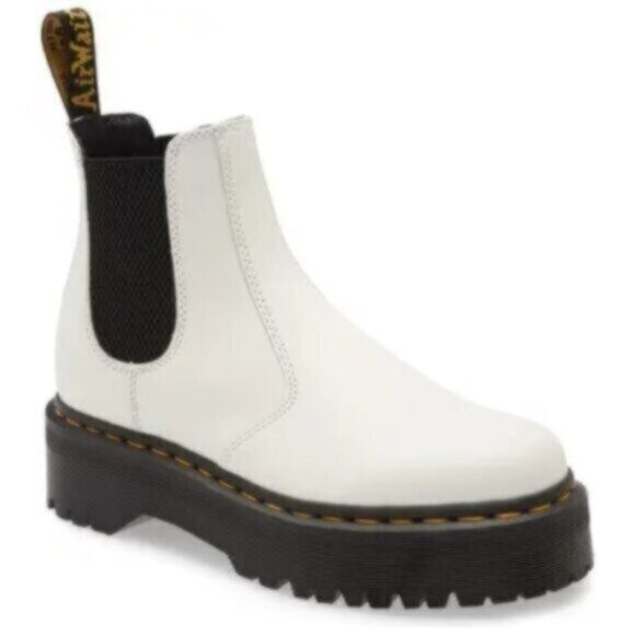 Dr. Martens Shoes - NEW Dr Martens Unisex White 2976 Quad Platform Chelsea Combat Boots 10 W /9 M